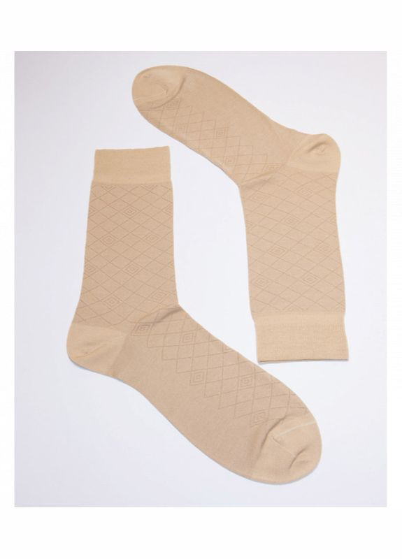 Бежеві чоловічі шкарпетки із геометричним орнаментом Giulia (313424756)