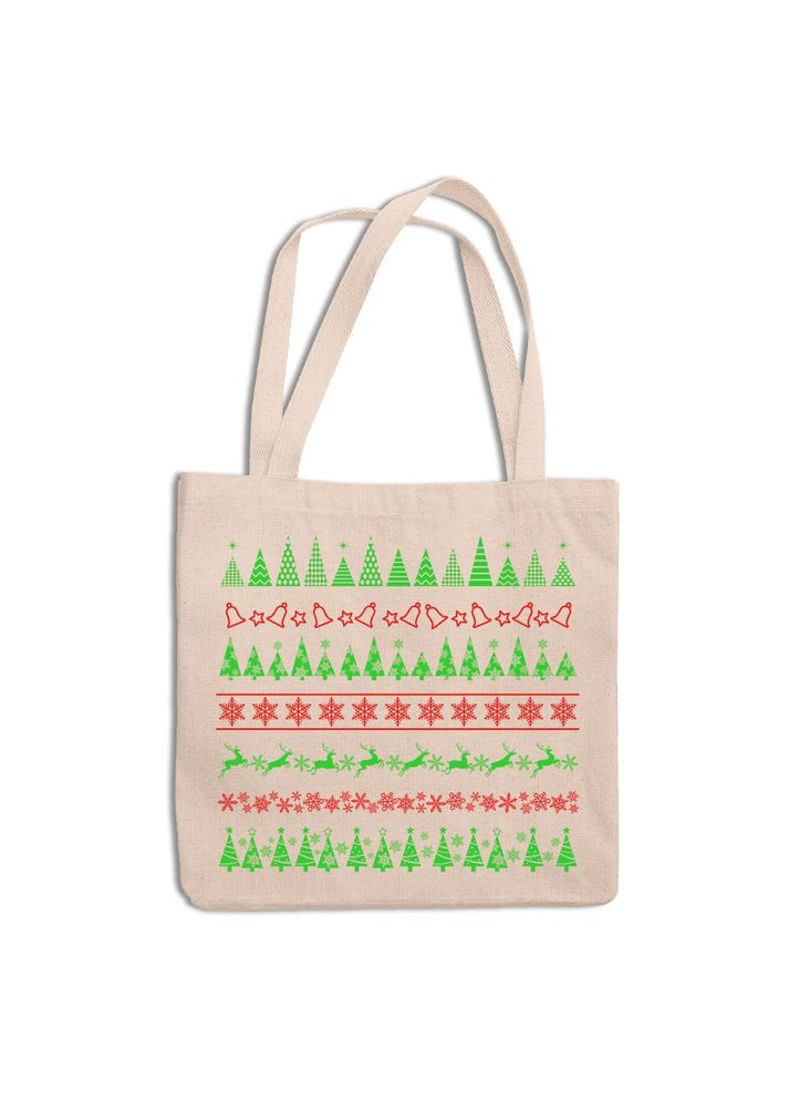 Эко-сумка, шоппер, повседневная с новогодним принтом "Новогодние орнаменты" Кавун шопер (316138440)