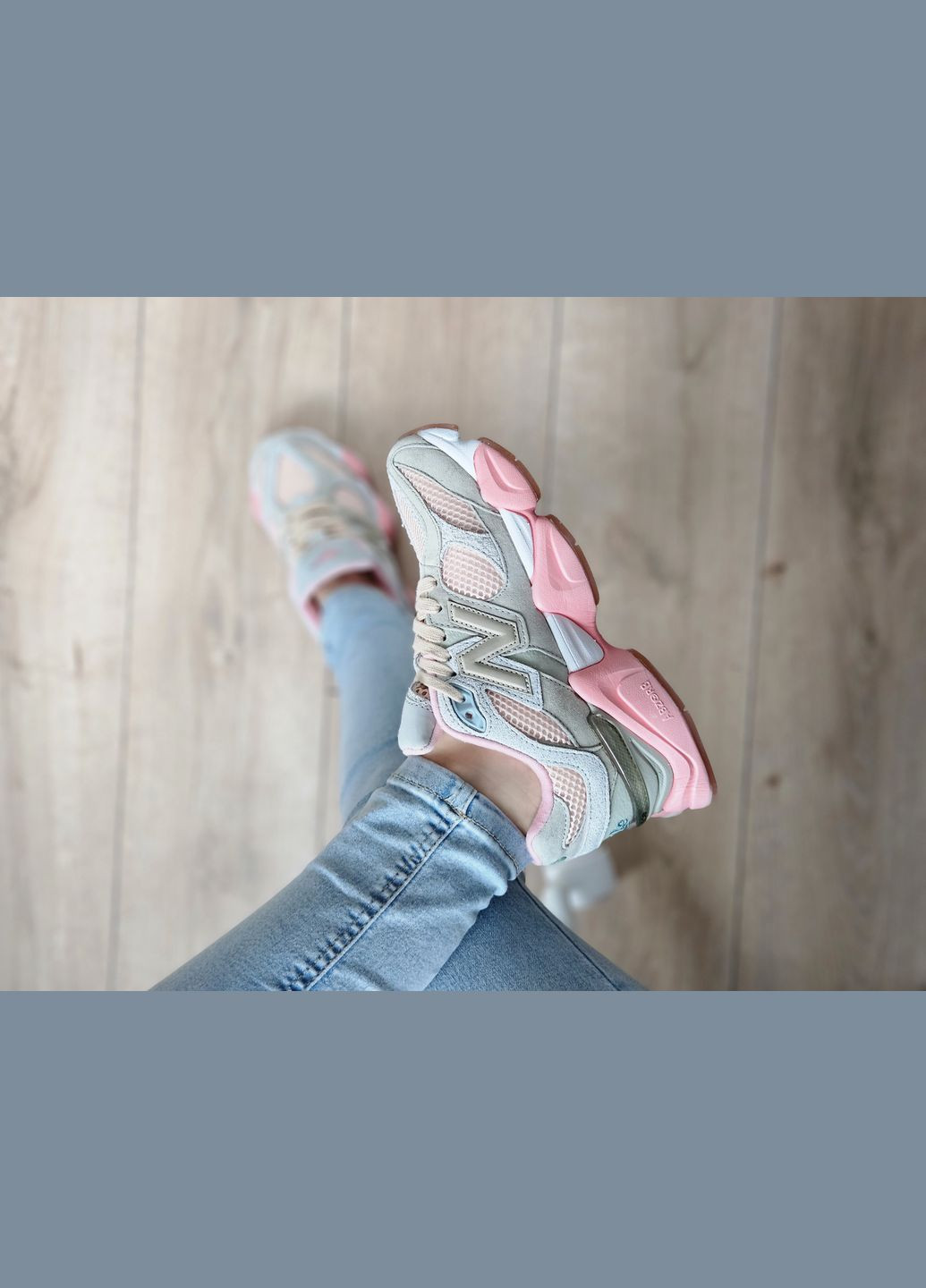 Кроссовки женские New Balance 9060 grey pink \ Нью Беланс 9060 серые розовые No Brand серые демисезоны (302002699)