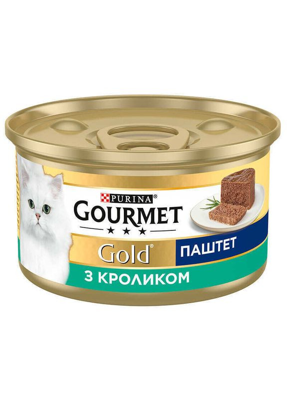 Консервований корм-паштет з кроликом для дорослих котів Gold 85 г (7613033728747) Gourmet (328957495)