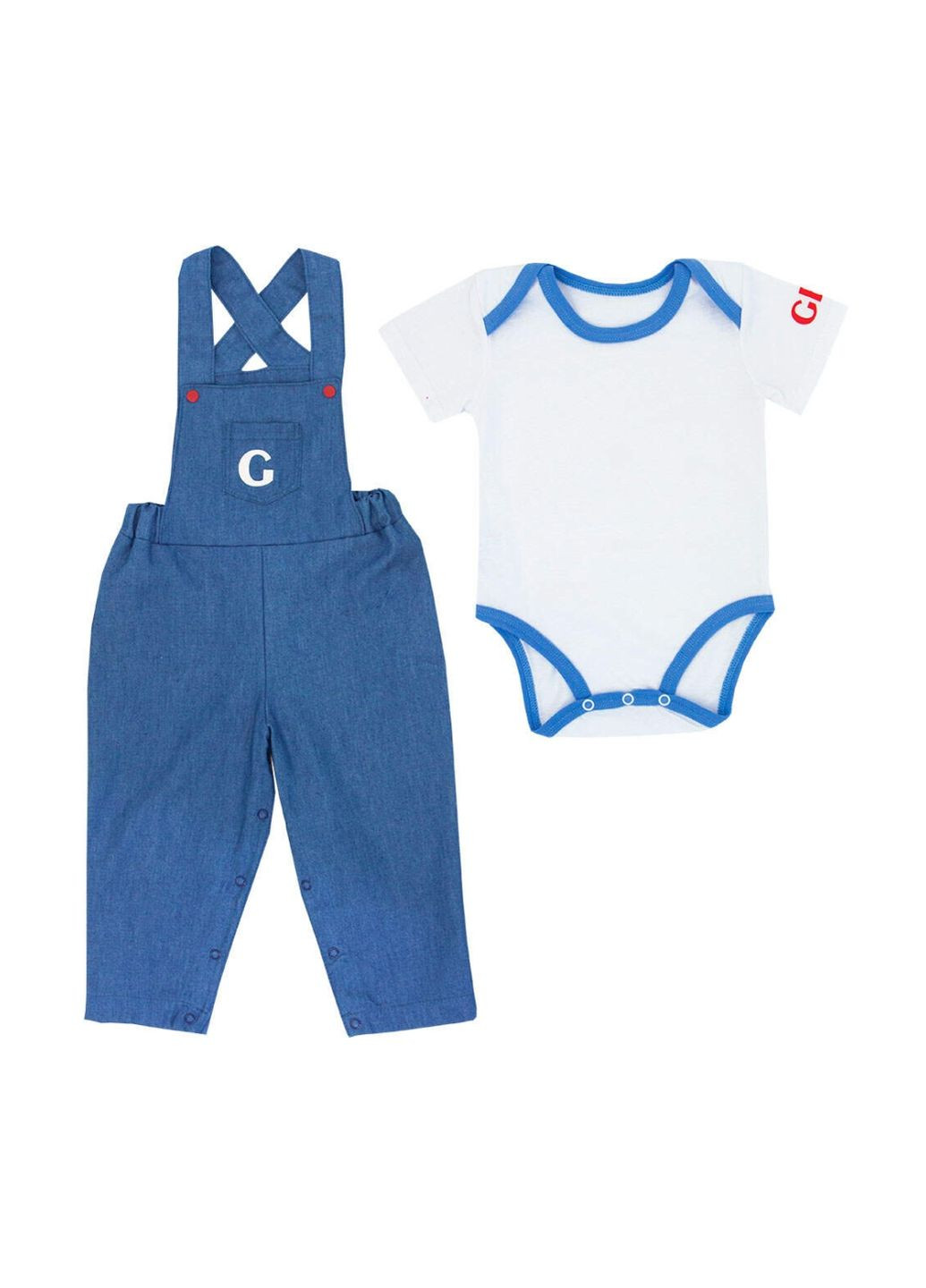 Синий летний детский костюм для мальчика ks-19-13-6 *морской* GABBI