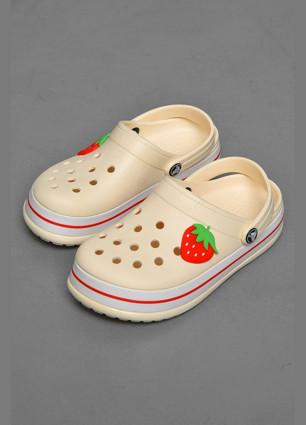 Кроксы детские для девочки молочного цвета Let's Shop (299374857)