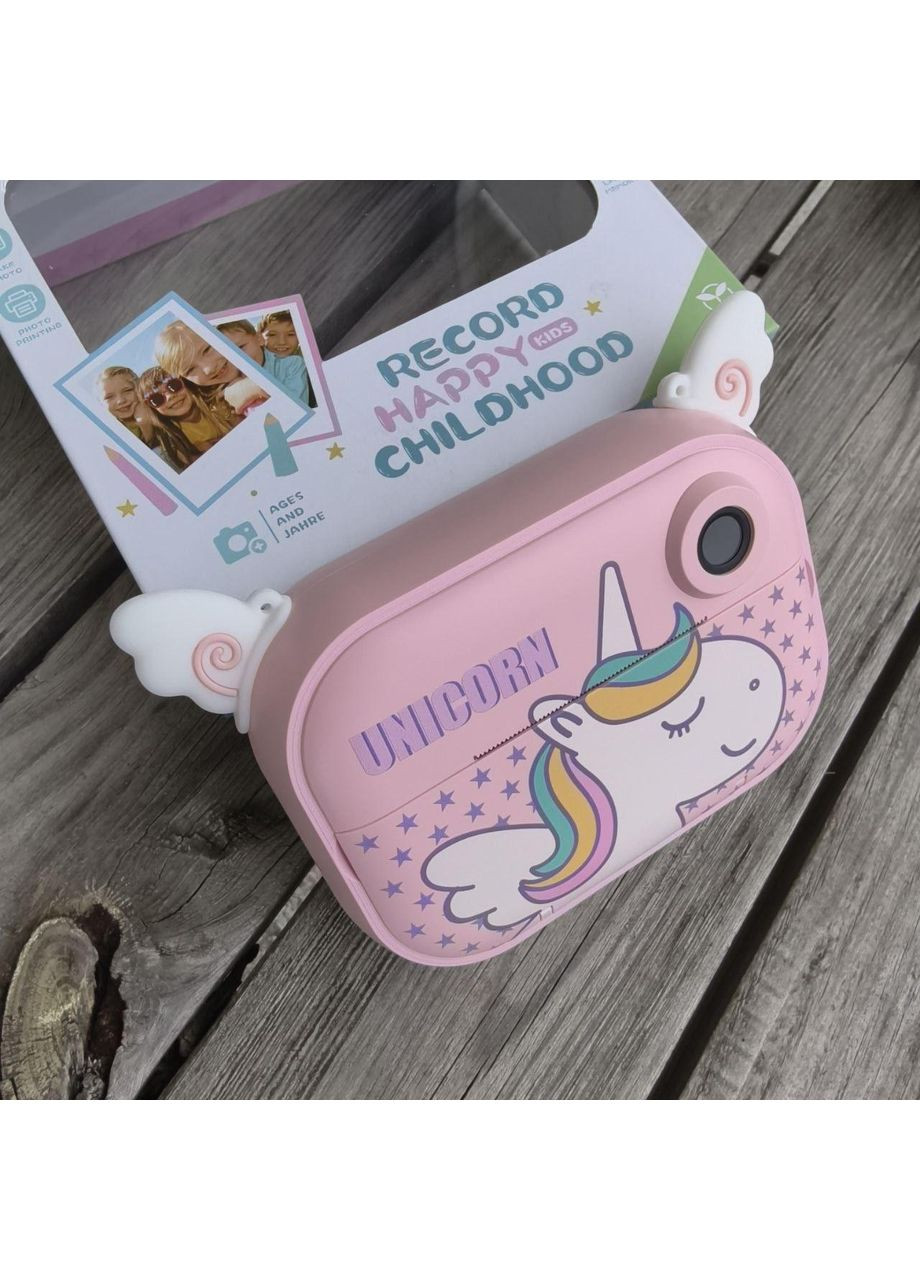 Дитячий фотоапарат миттєвого друку YT008, PINK UNICORN з підтримкою microSD card, 3Y+ No Brand (374090430)