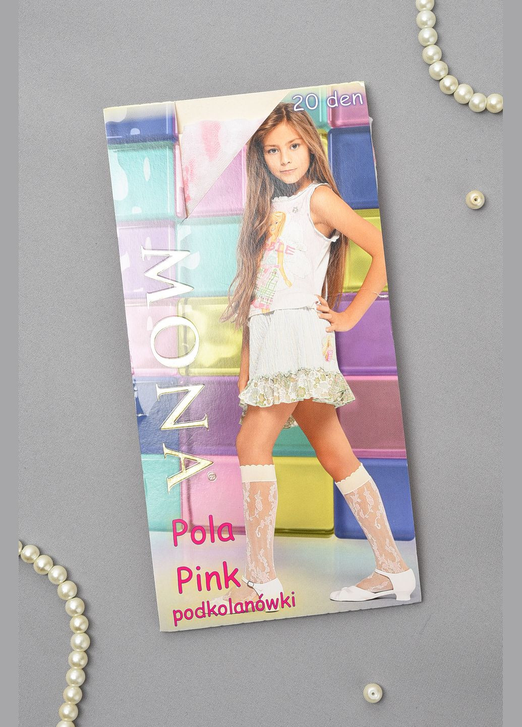 Гольфи дитячі для дівчинки біло-рожевого кольору 20D Let's Shop (291683185)