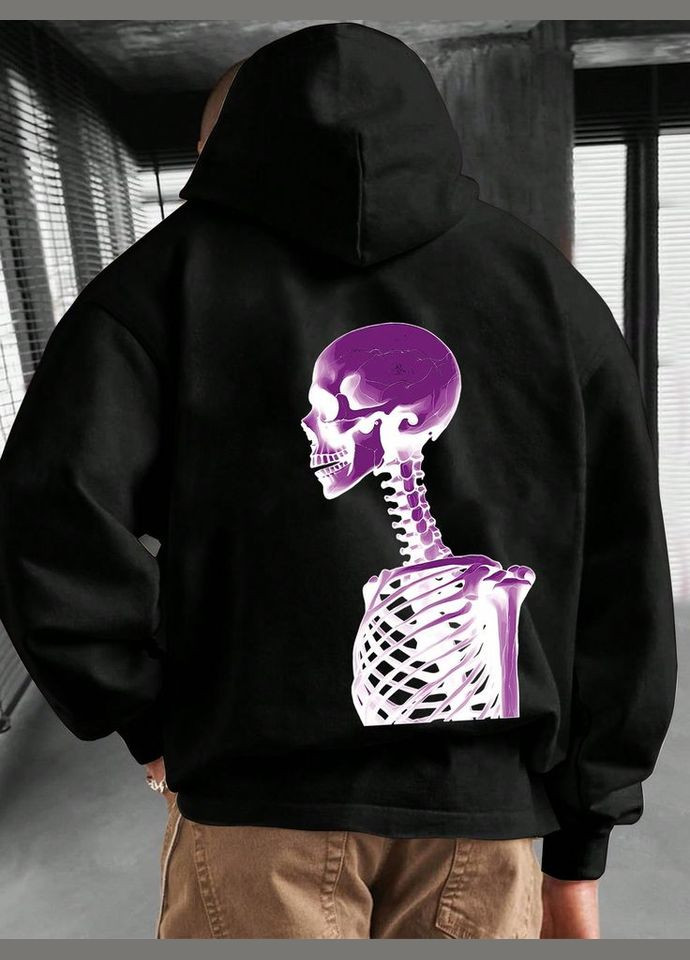 Мужское черное стильное оверсайз тощие с трендовым принтом No Brand (370965606)