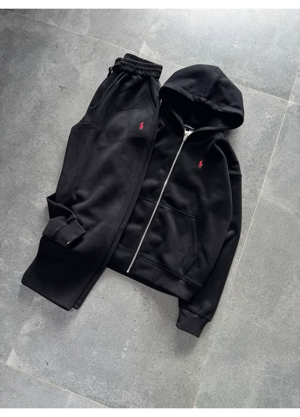 Мужской зимний спортивный костюм оверсайз Polo черный No Brand (370604018)