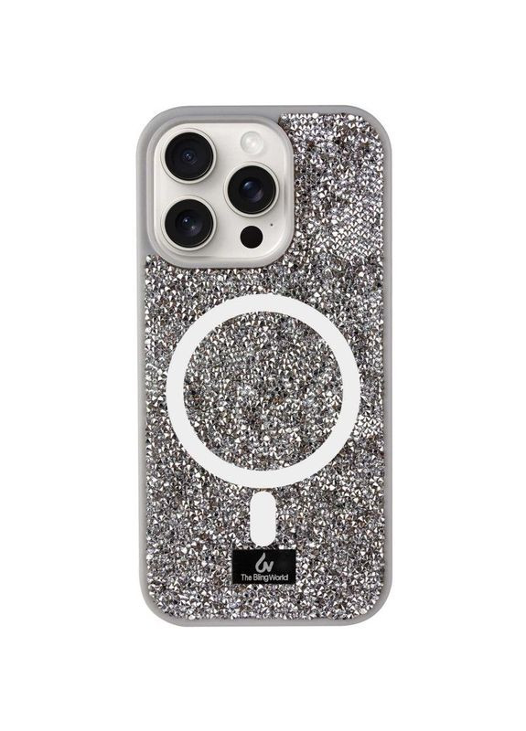 Чохол TPU Rock Diamond з MagSafe для Apple iPhone 16 Pro (6.3") Сірий/Grey Bling World (369645750)