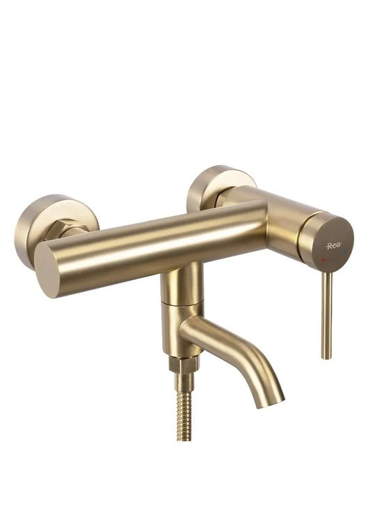 Змішувач для ванни та душу CLIF BRUSHED GOLD настінний з виливом Rea (363262133)
