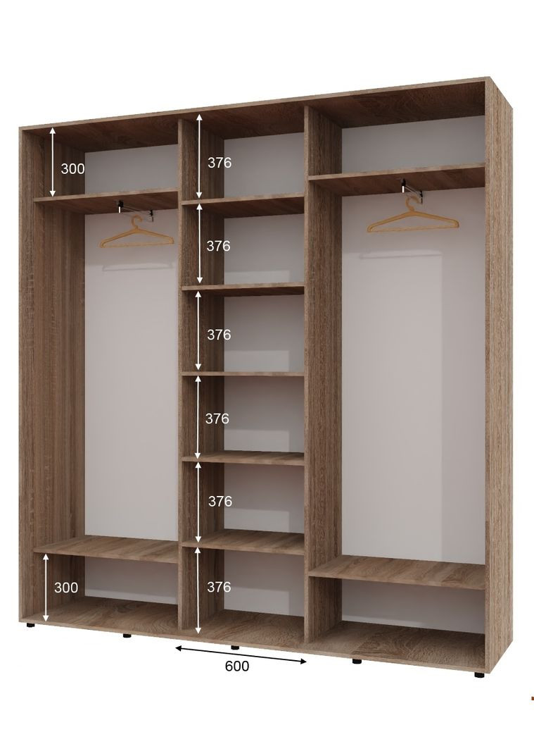 Шафа-купе тридверна 220*45*250 Дуб Сонома трюфель 2 Дзеркала з піскострумним малюнком/Дзеркало ШК-04 Алекса (360477919)