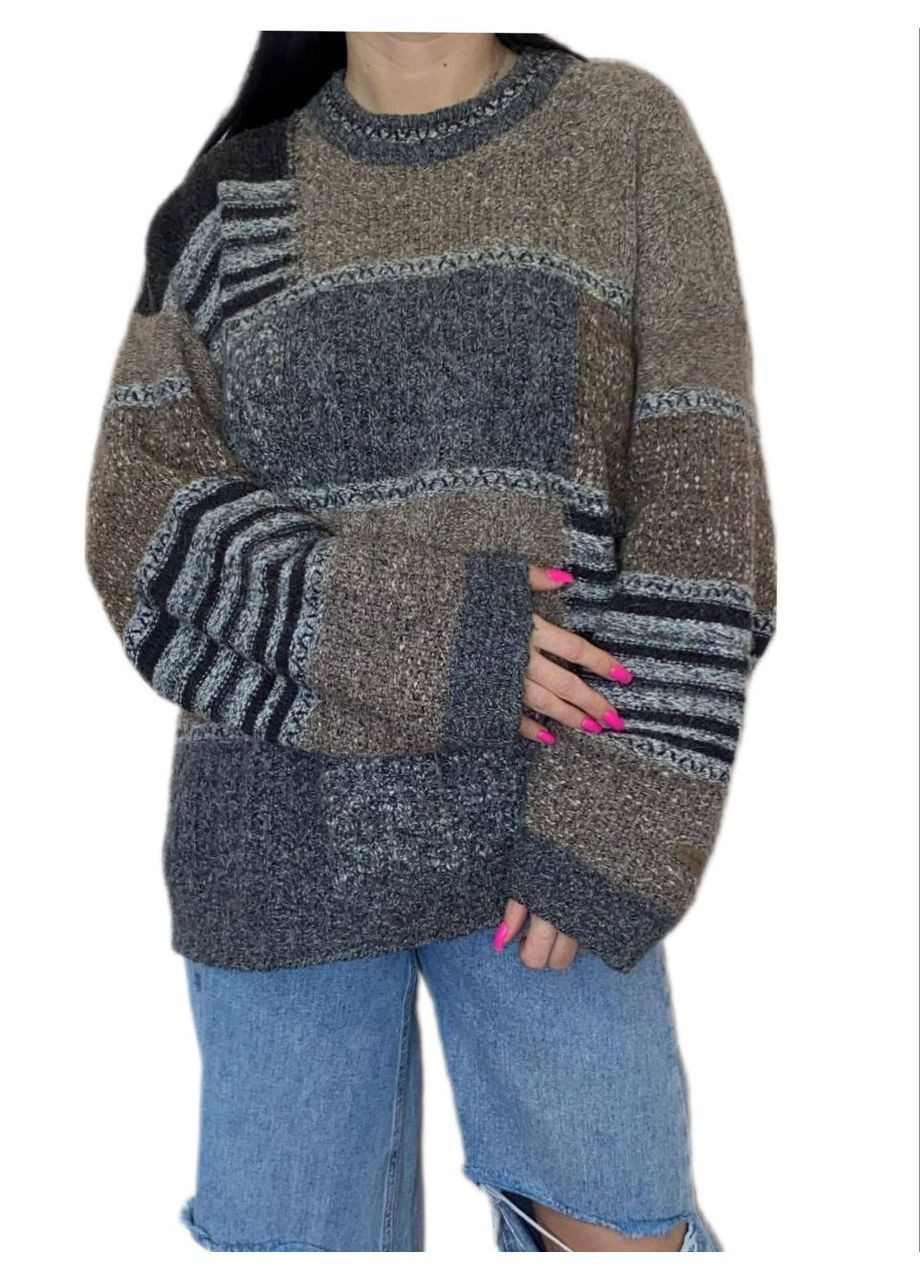 Комбинированный демисезонный удлиненный свитер-туника Wool & Cashmere
