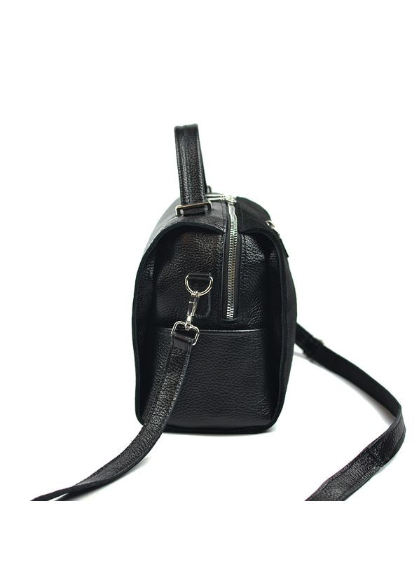 Черная замшевая женская кожаная сумка через плечо с ручкой и длинным ремешком Serebro (278260585)