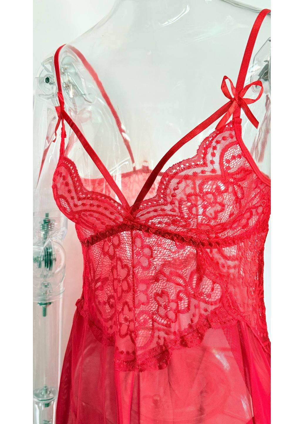 Мережевий пеньюар з розрізами "Grace" трусики стрінги в комплекті колір чорний No Brand Грація (315041041)