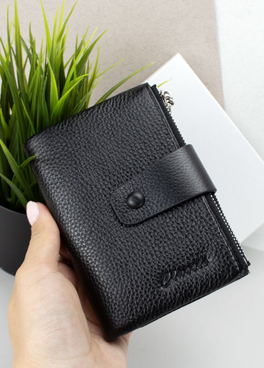 Кошелек женский кожаный Classic 2201-9960 черный на кнопке Classica (295365754)