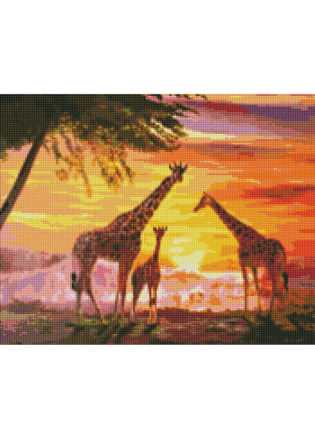 Алмазная мозаика "Семья жирафов" 50х40 см Идейка (279324613)