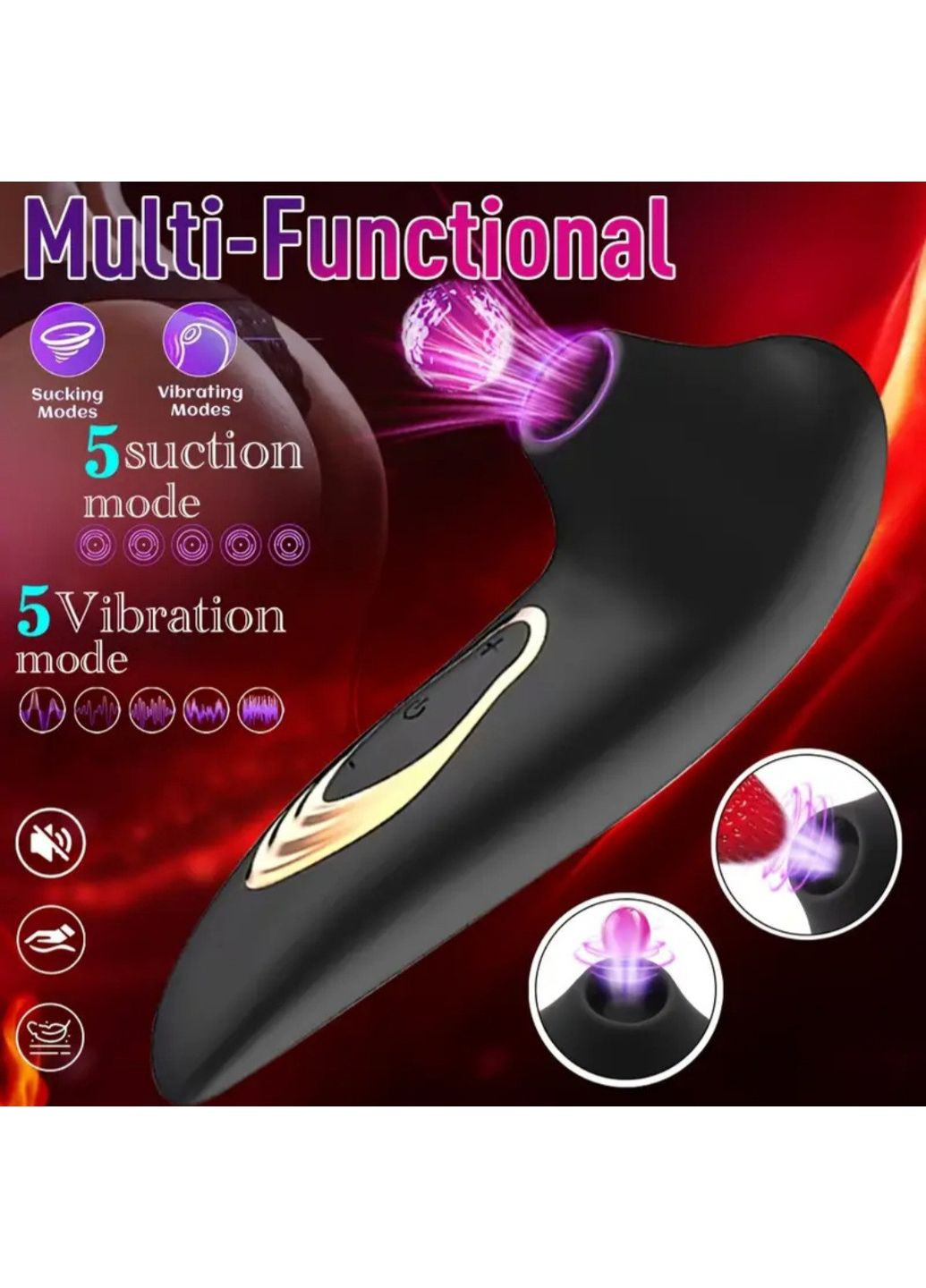 Премиум вибратор для клитора с присоской, стимулятор сосков, 10 режимов вибрации No Brand (361871518)