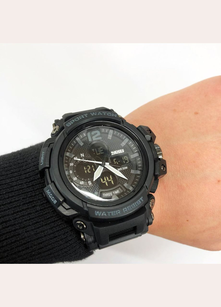 Годинник наручний чоловічий SKMEI 1343BK BLACK, годинник тактичний протиударний. Колір: чорний No Brand (359475184)