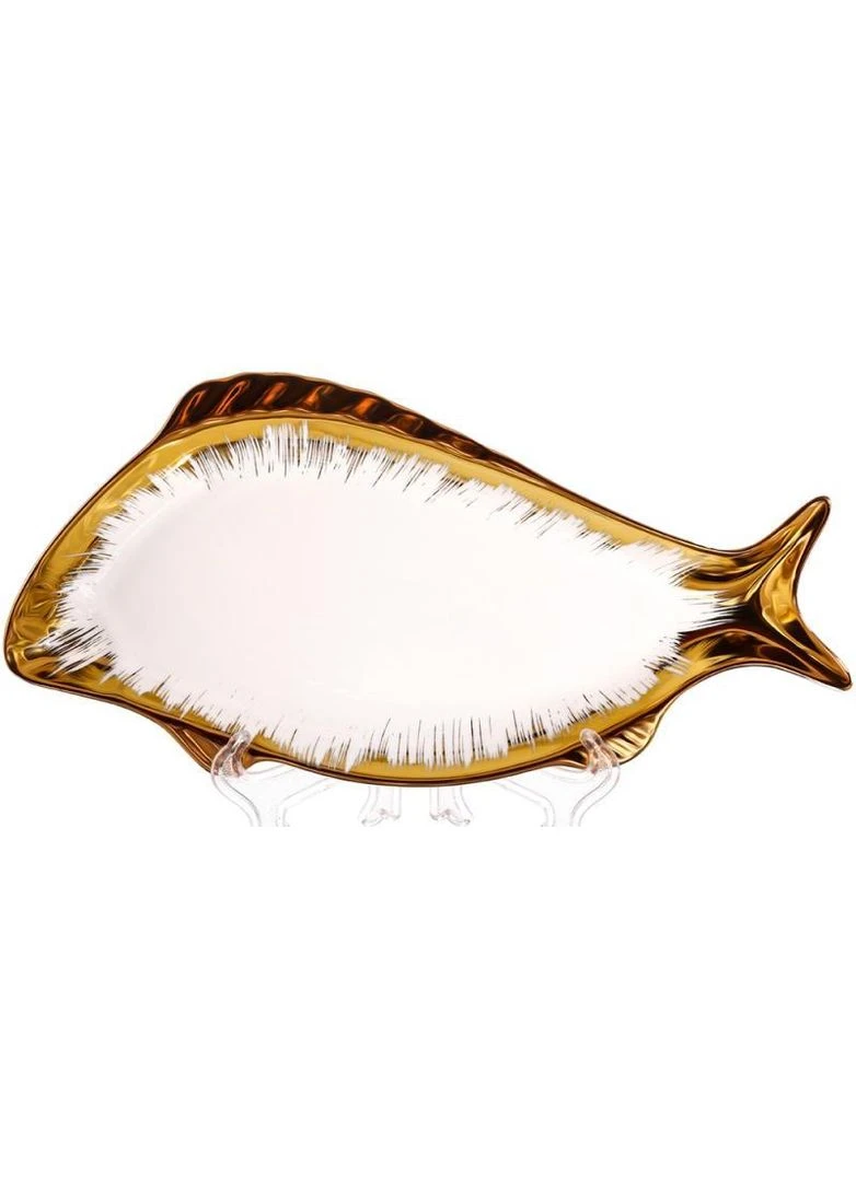 Набір 3 порцелянових блюда Gold Luxury (для риби) 30x15см, порцеляна з золотом Bona (330018183)