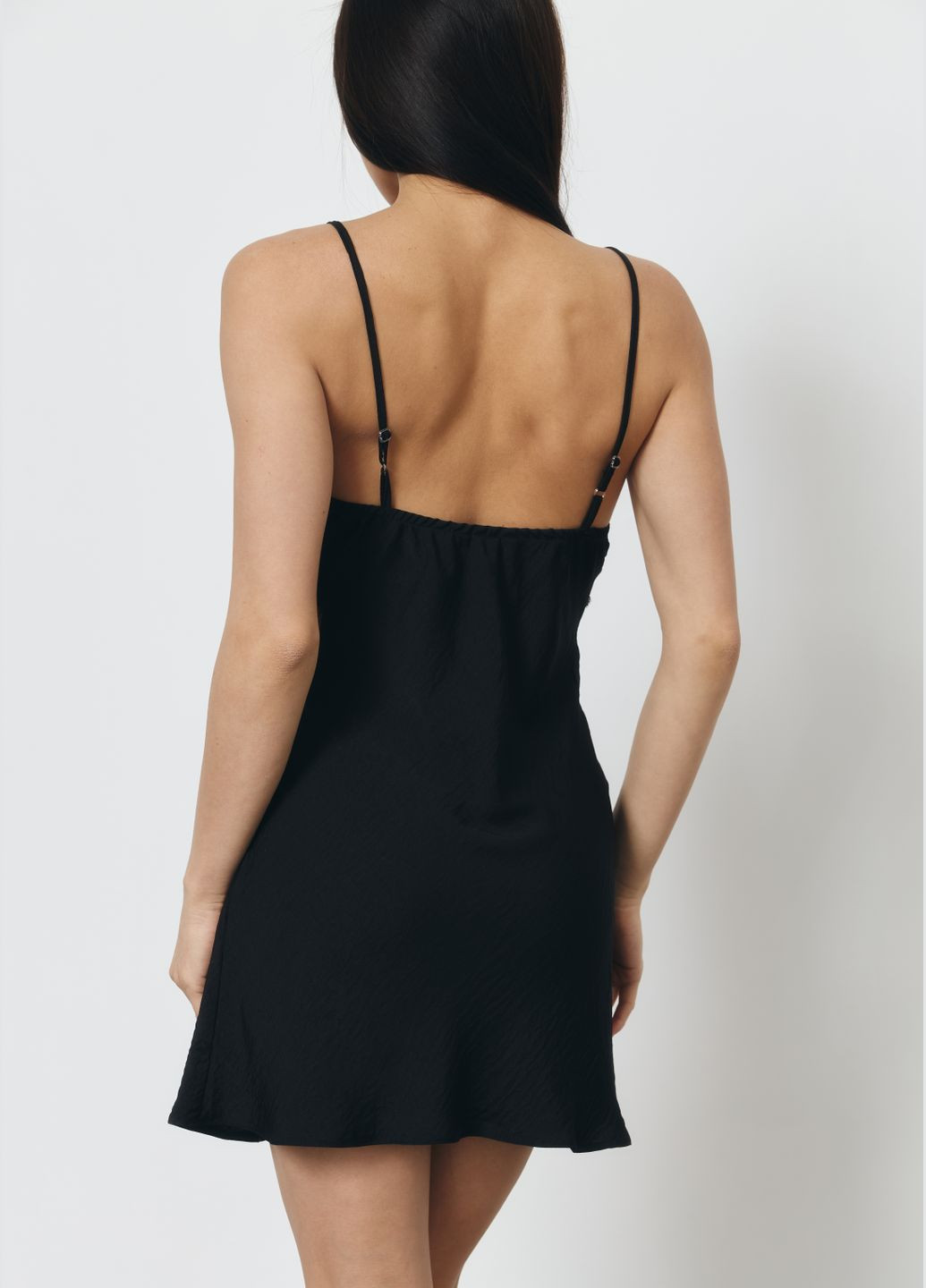 Черное коктейльное короткое платье-комбинация с кружевом ZF inspire однотонное