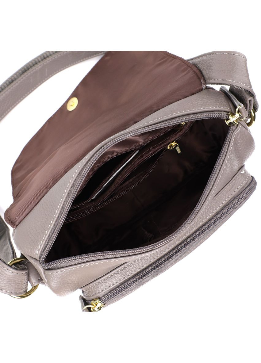 Практична сумка з натуральної шкіри для стильних жінок 22974 Сірий Vintage (348430336)