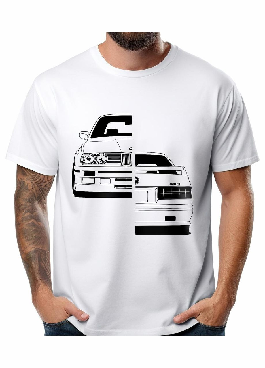 Біла футболка чоловіча з принтом bmw e30 artcollection 201004 біла Avtolife