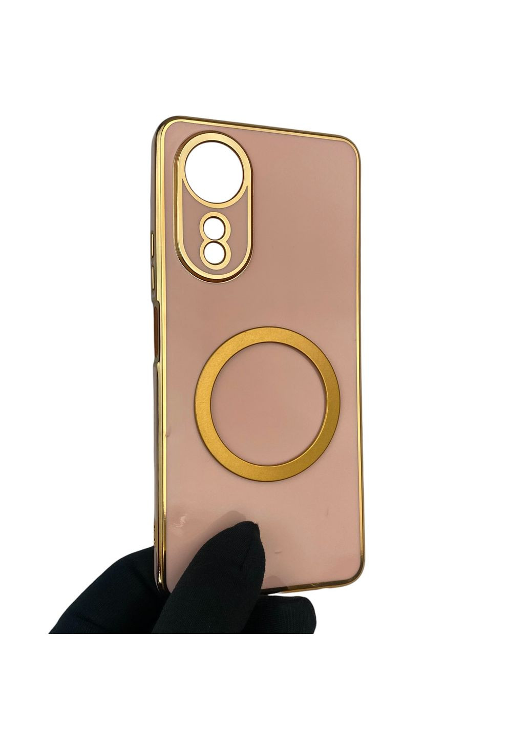 Чохол для A58 (4G) з кільцем MagSafe із золотою окантовкою на оппо а58 пудровий gs1 Oppo (366235262)