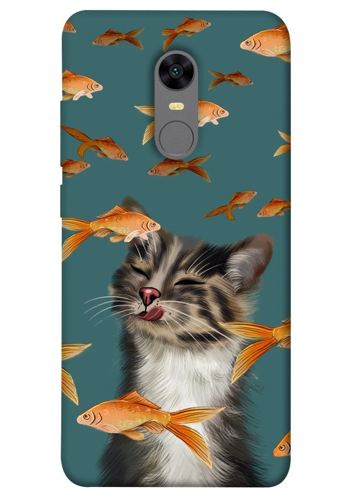 Чехол с принтом для Xiaomi Redmi 5 Plus, Redmi 5 (SC), для Ксеми, ксиомиредми 5 плюс, ноте 5 Cat with fish No Brand (339064761)