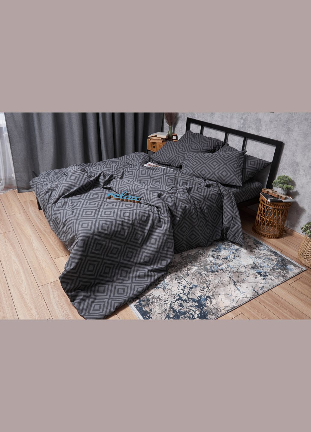 Комплект постільної білизни Бязь Gold Люкс «» King Size 220x240 наволочки 4х50х70 (MS-820004658) Moon&Star Storm (293148004)