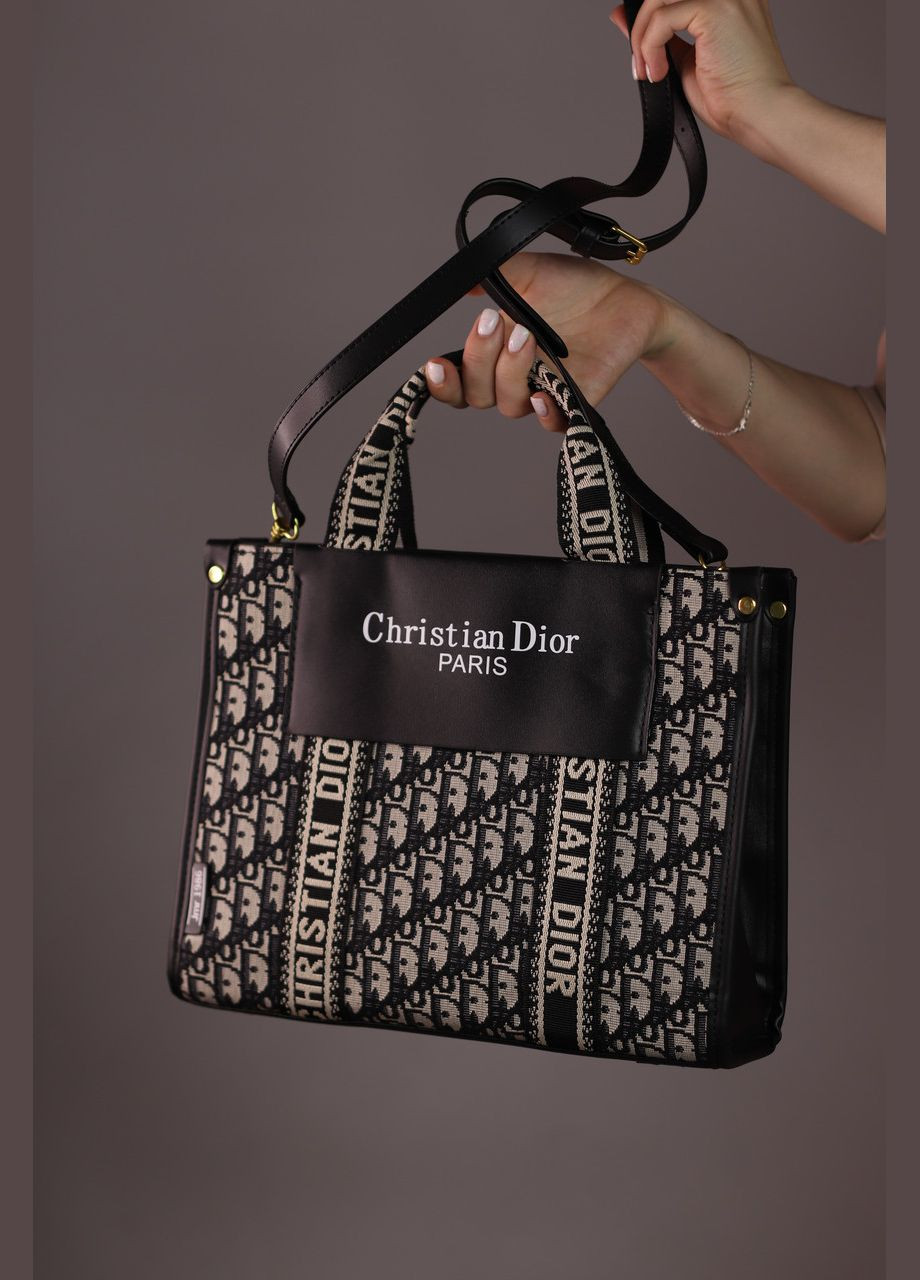 Жіноча сумка Cristian Dior black with beige, женская сумка, Крістіан Діор чорного та бежевого кольору No Brand (307925695)