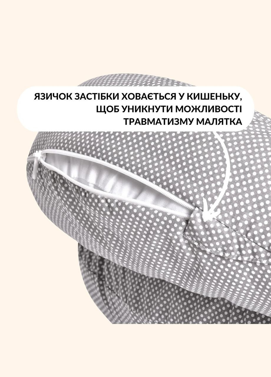 Подушка для годування диванчик 60х70х16 см бавовна антиалергенне волокно горошок сірий IDEIA (287327817)