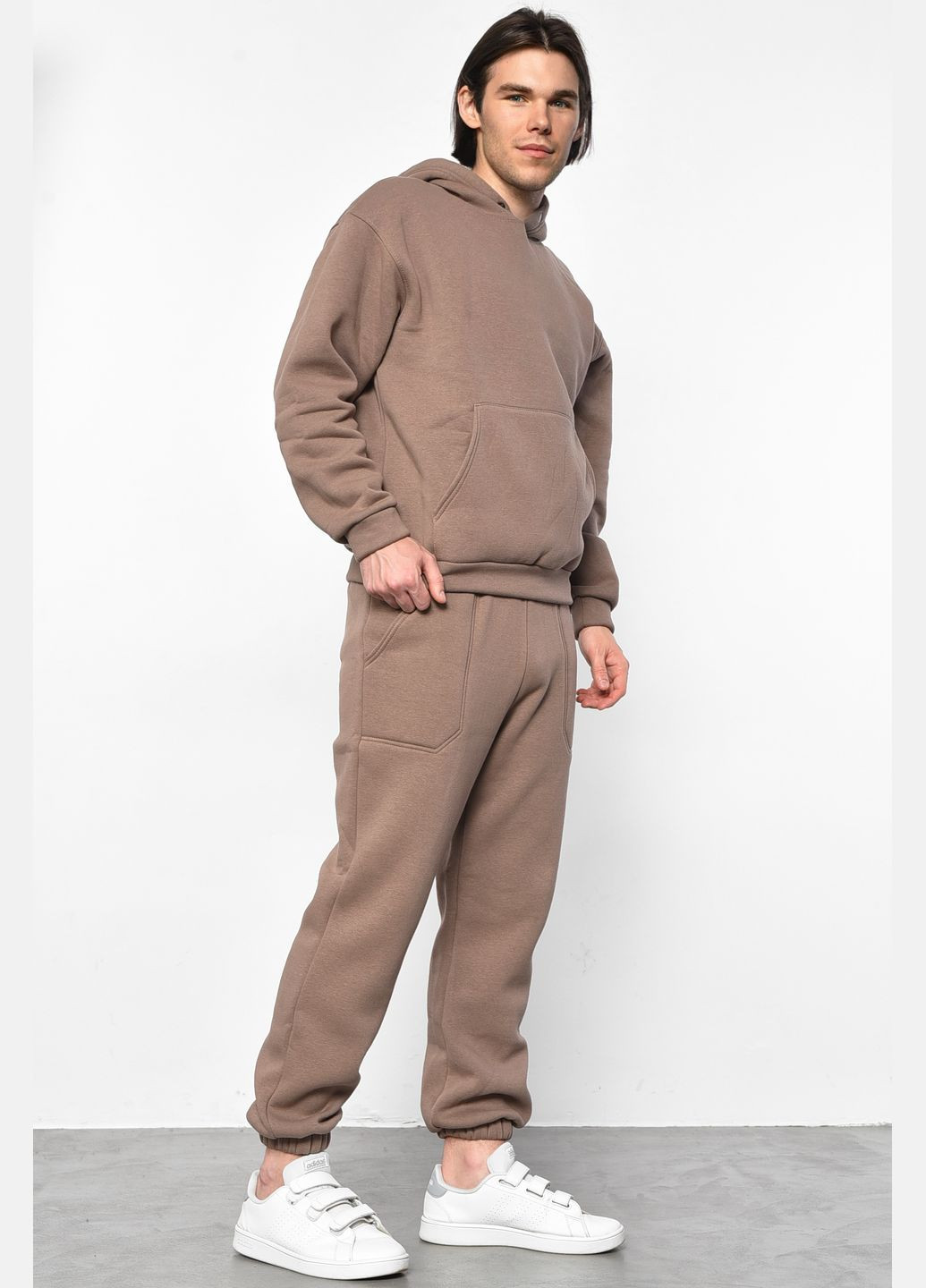 Спортивный костюм мужской на флисе коричневого цвета Let's Shop (293055899)