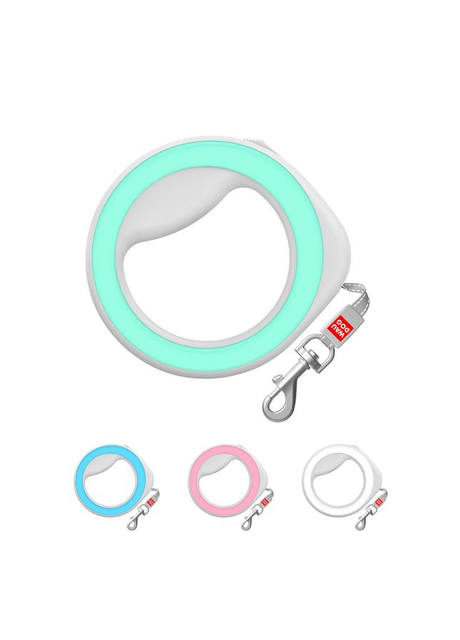 Повідець-рулетка для собак R-leash, кругла,, до 40 кг, 2,9 м, світловідбиваюча стрічка салатовий WAUDOG (323487149)