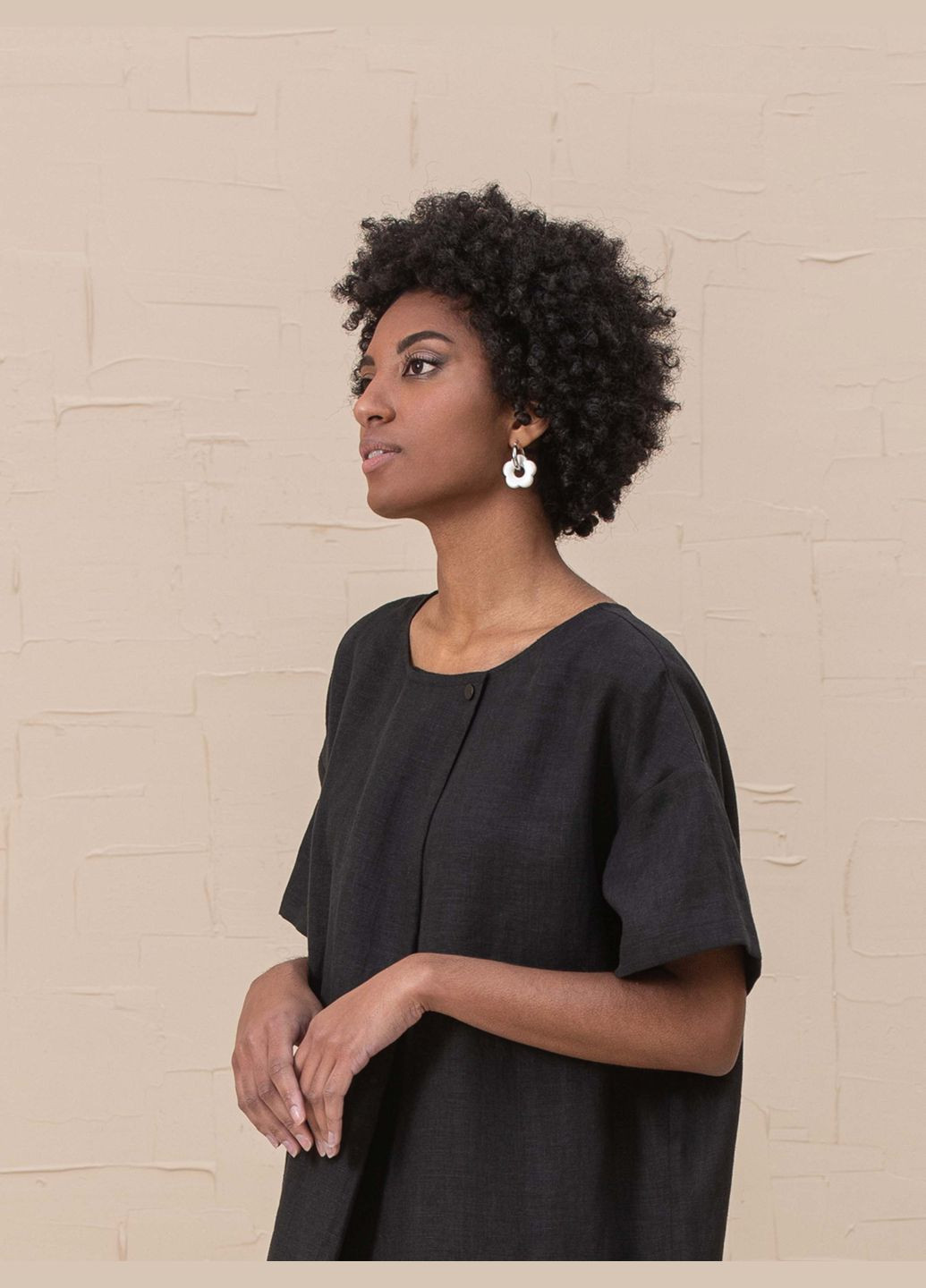 Лляний топ зі складкою та короткими рукавами HankaKohana Marisa (328931143)