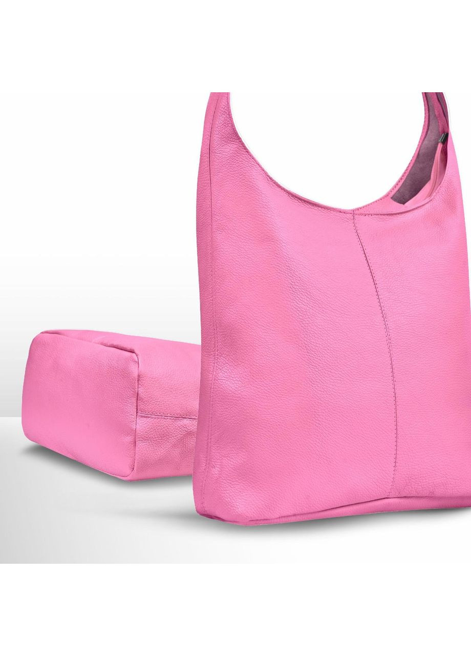 Хобо Рожевий - Італійська жіноча м’яка сумка-хобо із натуральної шкіри без підкладки на блискавці (011943-pin-D101) TAKEASY (358223245)