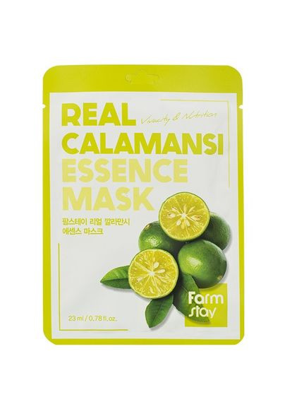 Тканинна маска для обличчя з каламансі Real Calamansi Essence Mask 23 ml FarmStay (366973189)