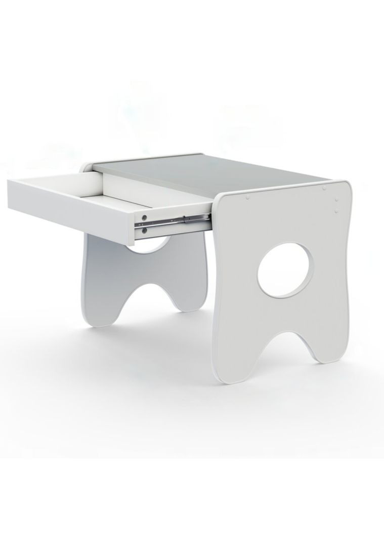 Удобный столик в детскую комнату 70×45×51, детский игровой стол с ящиком, белый с серым No Brand (361259058)