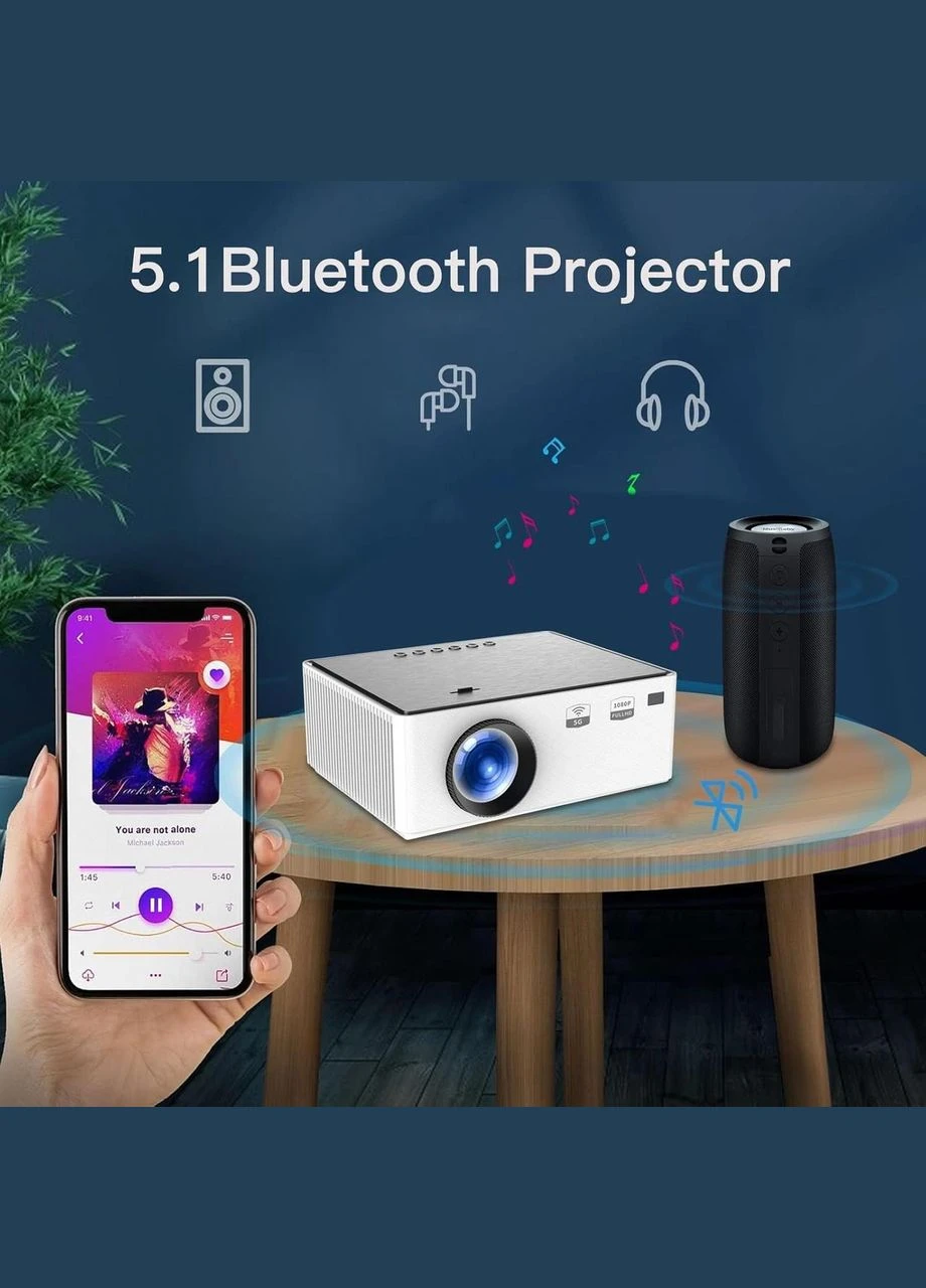 Мультимедийный видеопроектор Ilimpid, 5G Wi-Fi Bluetooth-проектор Full HD 1080P, Amazon, Германия No Brand (400406646)