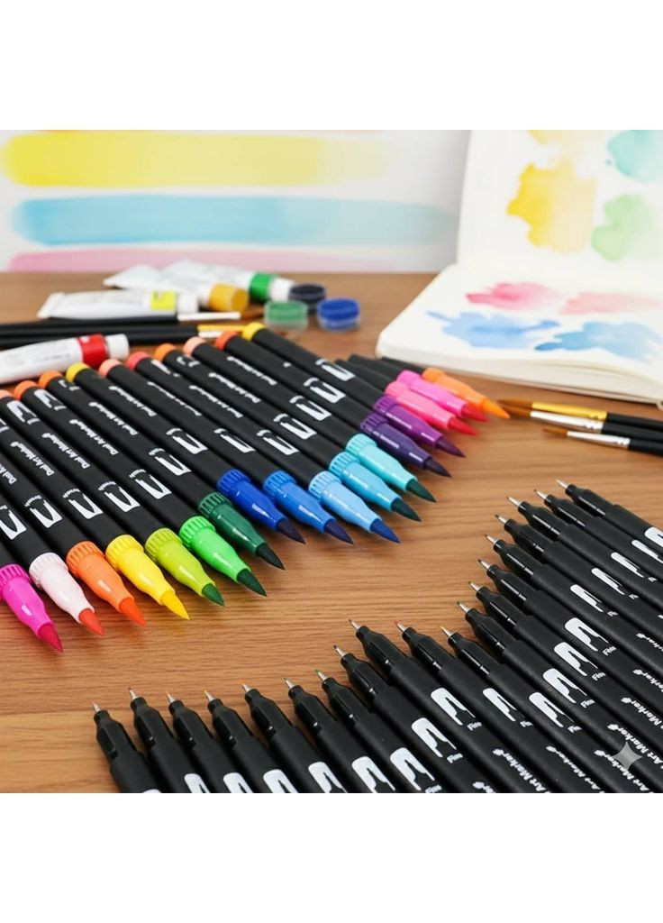 Професійний набір маркерів-лайнерів та маркерів-пензлів 48 шт No Brand Perfect (372515740)