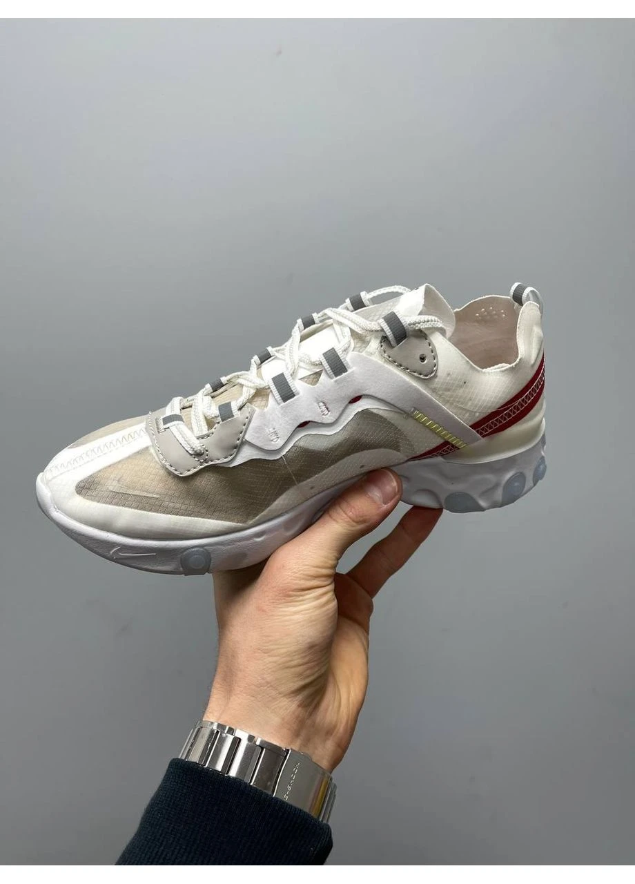 Білі кросівки чоловічі nike react element 87 white найк реакт білі демісезон No Brand