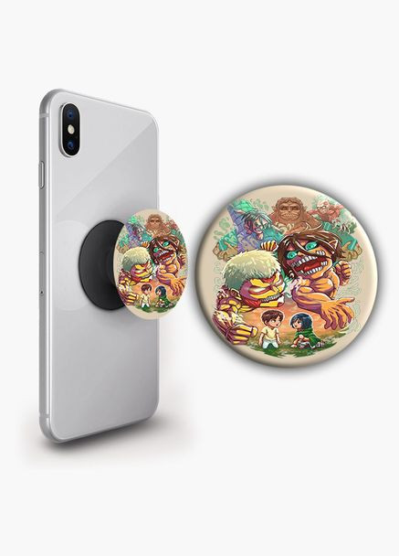Тримач для телефону PopSockets Аніме Атака Титанів #018 Чорний No Brand (304508067)