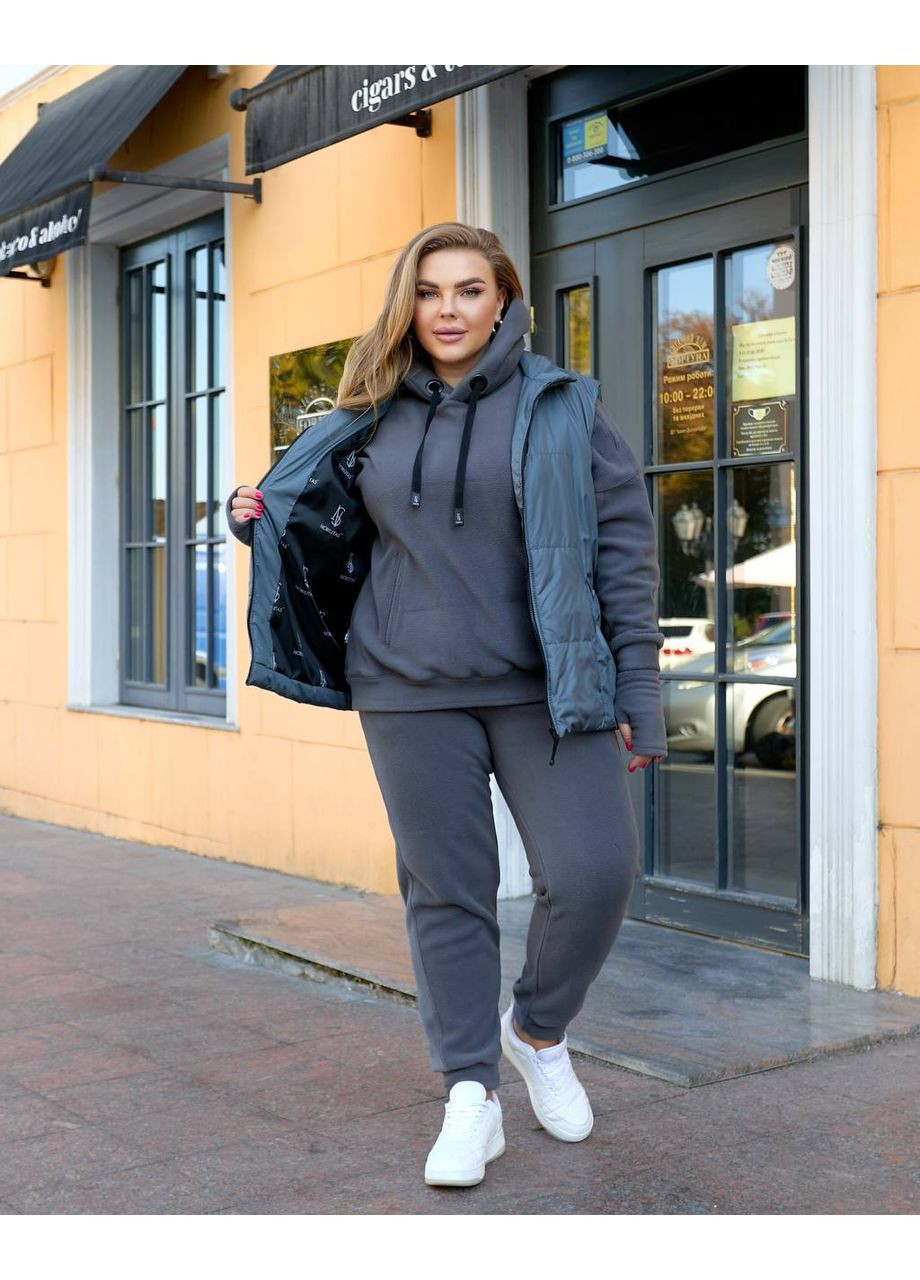 Жіночий теплий костюм із флісу з жилеткою та рукавичками Україна (362699940)