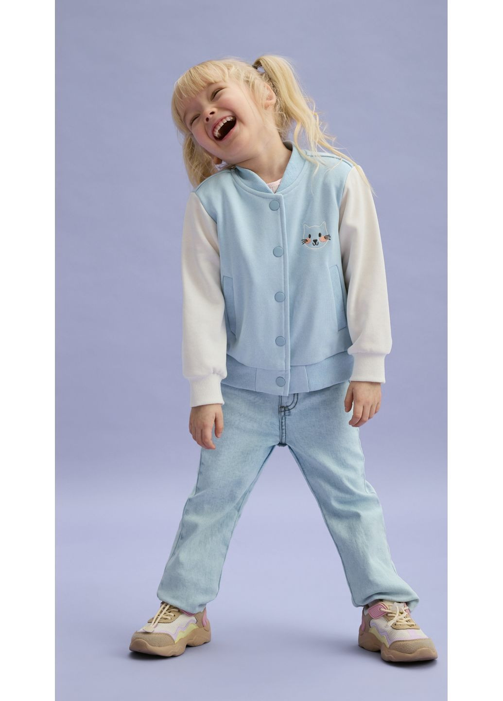 Свитшот-бомбер для девочки Reserved бейсбольный на кнопках (371135598)