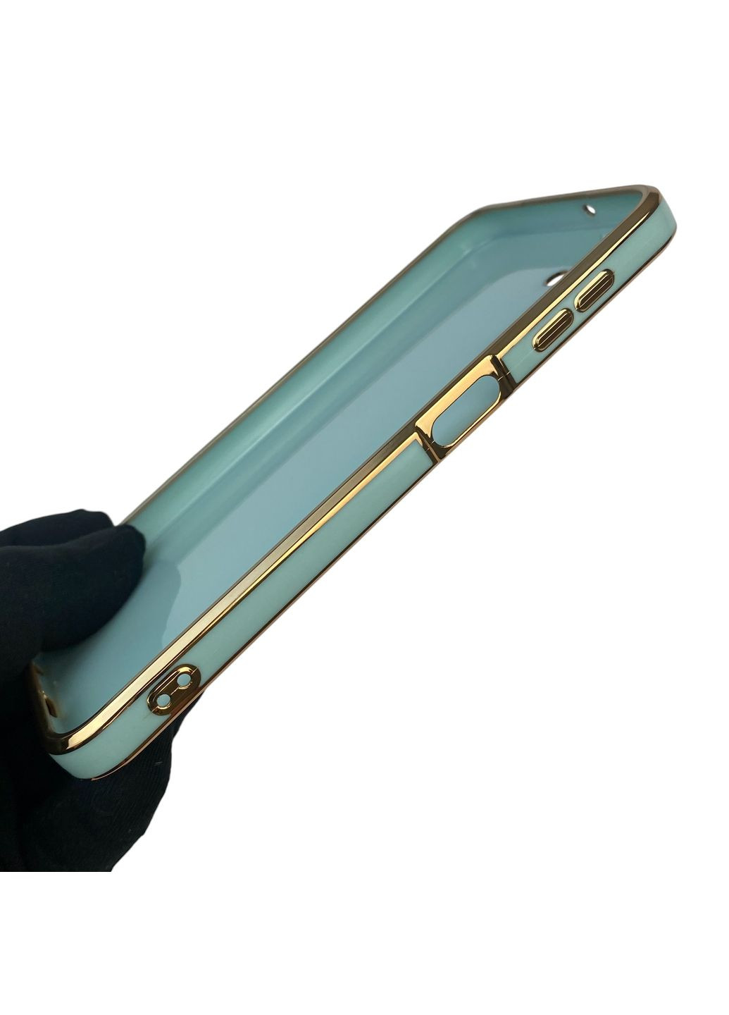 Чохол для Galaxy A24 (SM-A245F) з кільцем-підставкою із золотою окантовкою на самсунг а24 бірюзовий gs1 Samsung (366234911)