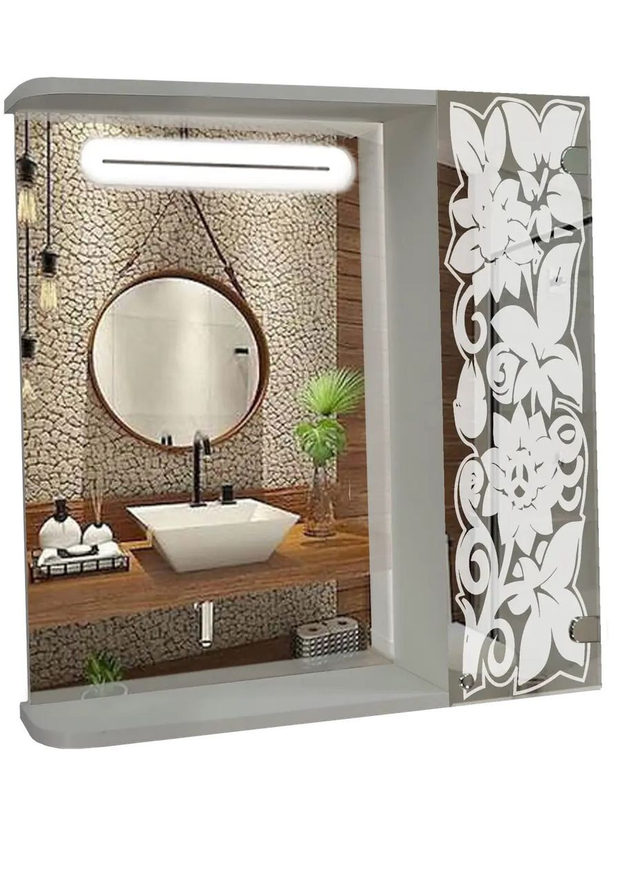 Дзеркальна шафа з підсвічуванням, вимикачем та розеткою 600х700х140 ШК853 No Brand (313594831)