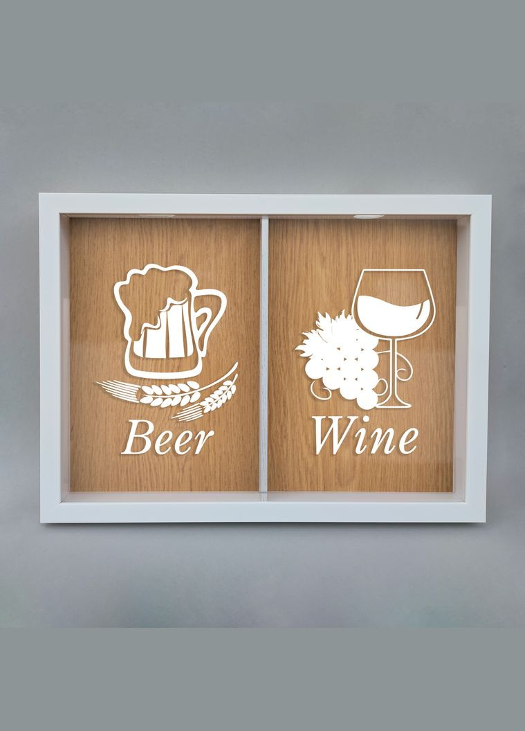 Двойная рамка копилка "Beer, Wine" для пробок (BDDOUBLE-07) white-brown BeriDari (293509117)