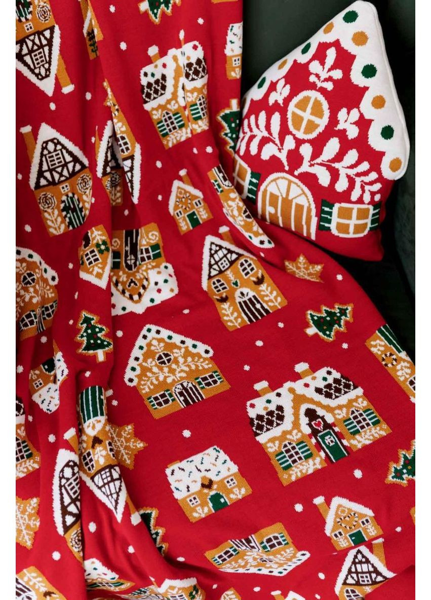 Новогодний плед вязаный Имбирные домики ТМ Прованс (367726792)