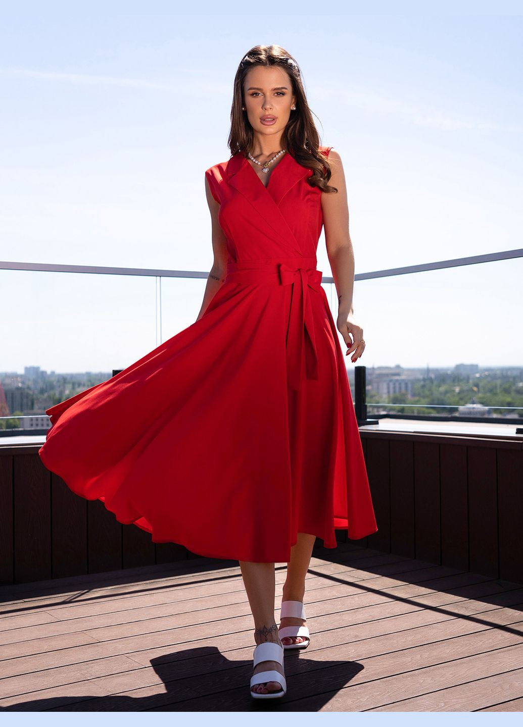 Красное повседневный платья ISSA PLUS однотонное