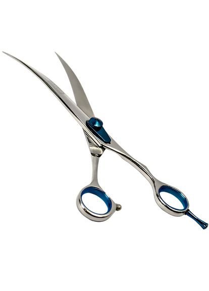 Изогнутые ножницы для стрижки собак Extreme Edge BLUE Curved 85" 216 см Хром (2100052357010) Davis (279567566)