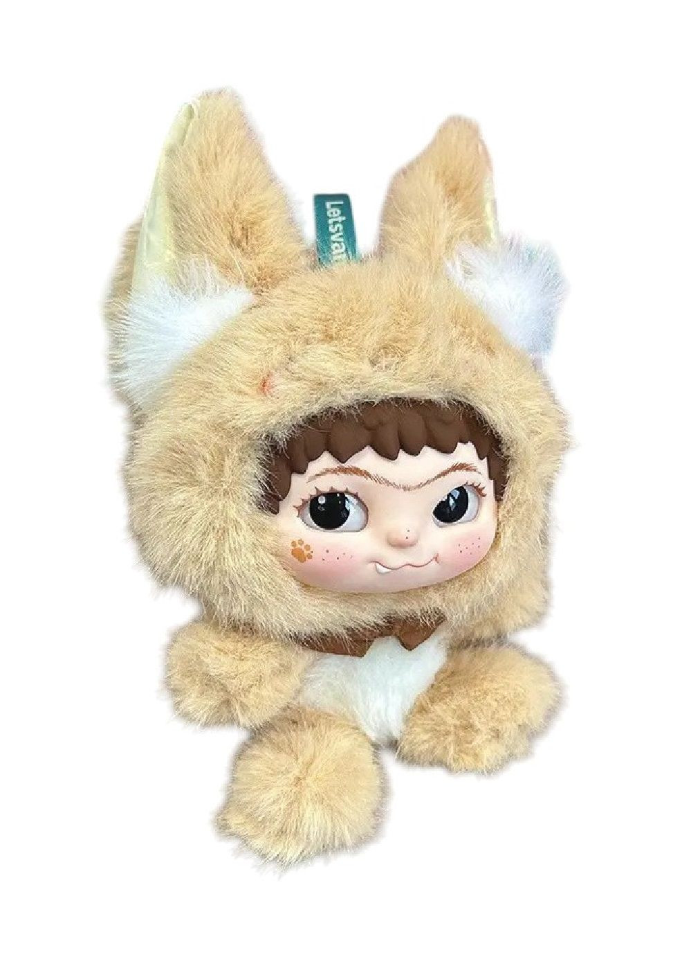 Мягкая плюшевая игрушка брелок лисичка Лабубу с ушками петлей для подвешивания на рюкзак сумку (481242-Prob) Коричневая Unbranded (358494931)