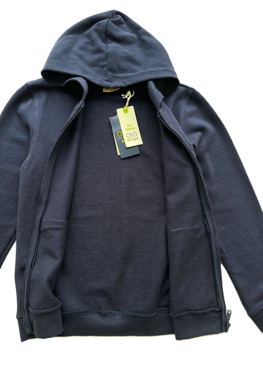 Толстовка утеплена з капюшоном на змійці 3000-01 унісекс темно-синя OVS (367182922)