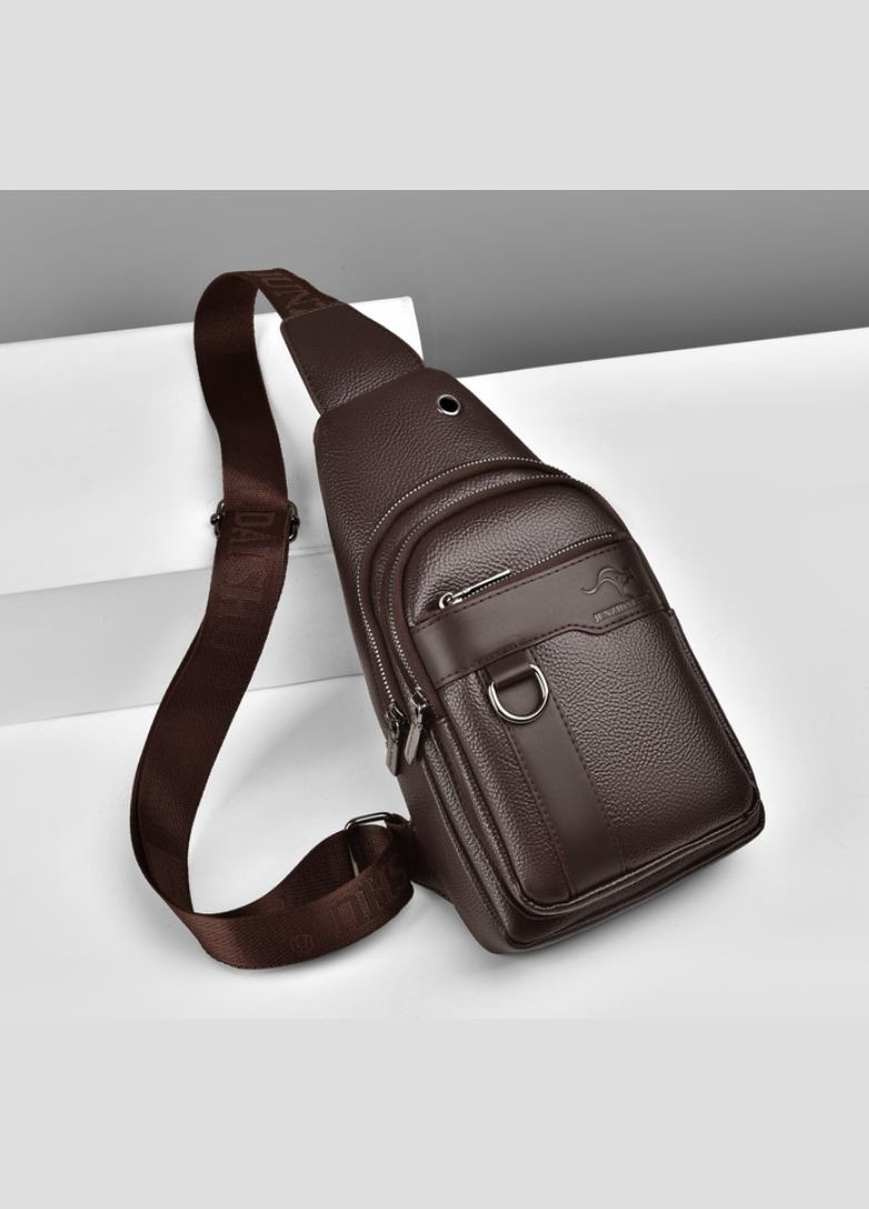 Чоловіча сумка-слінг на груди з м'якою екошкірою та металевою фурнітурою коричнева (sku_1692К) No Brand (346078167)